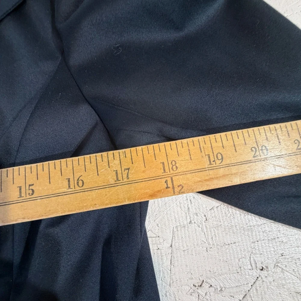 Lafayette 148 Cotton Blazer Size 8 Black Oversized Lapel Hidden Closure